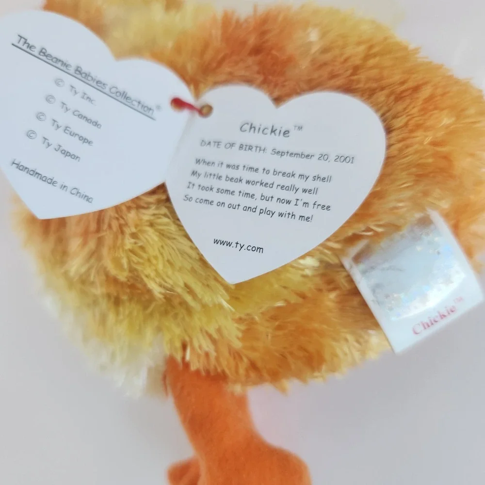 Ty‎ Beanie Babies Chickie Yellow Orange Chick Bird Plush 2001 Stuffed Animal Tag